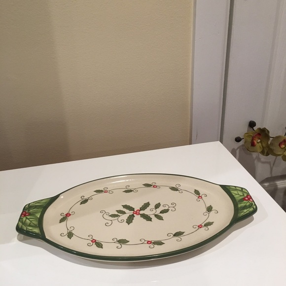 Temp-tations by Tara Cardinal Holly Sandwich Plate Platter & Soup Bowl Dip Set - Picture 2 of 4